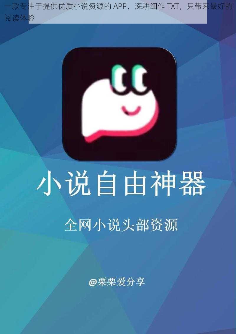 一款专注于提供优质小说资源的 APP，深耕细作 TXT，只带来最好的阅读体验