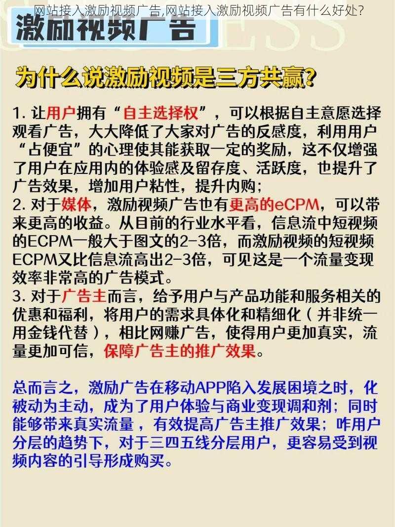 网站接入激励视频广告,网站接入激励视频广告有什么好处？