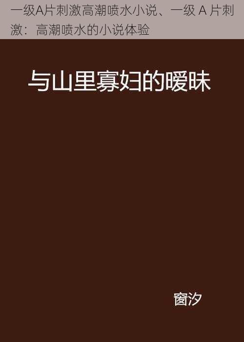 一级A片刺激高潮喷水小说、一级 A 片刺激：高潮喷水的小说体验