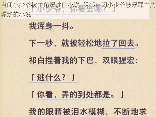 自闭小少爷被主角爆炒的小说_阴郁自闭小少爷被暴躁主角爆炒的小说