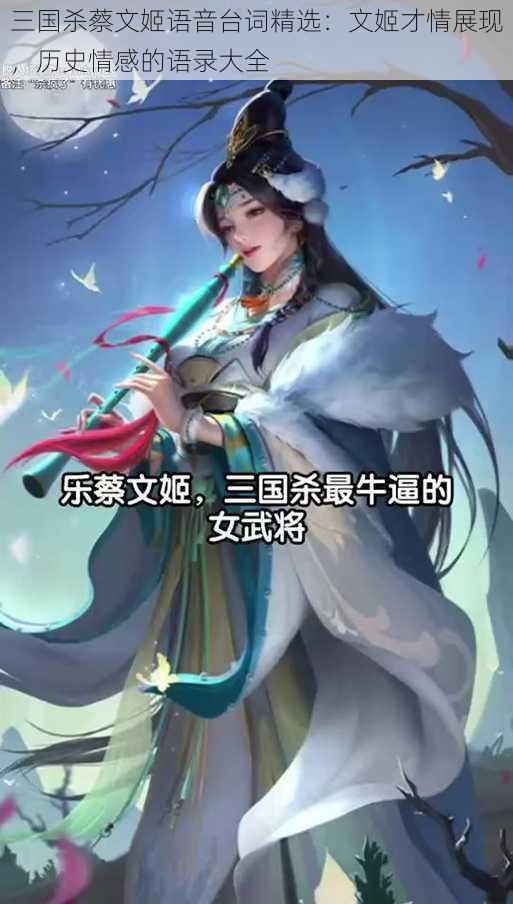 三国杀蔡文姬语音台词精选：文姬才情展现，历史情感的语录大全