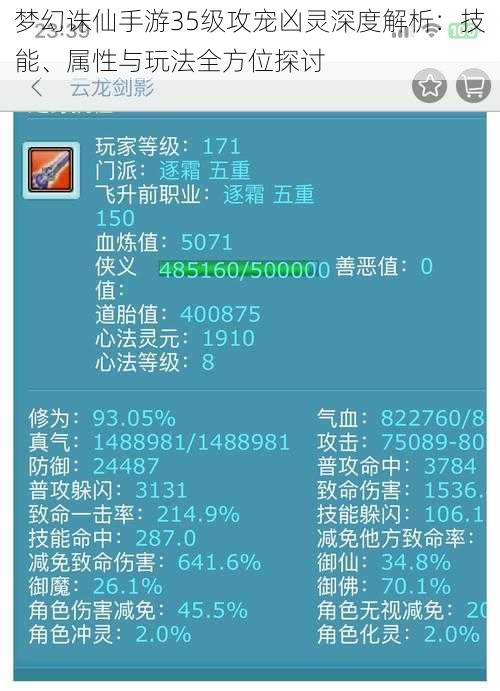 梦幻诛仙手游35级攻宠凶灵深度解析：技能、属性与玩法全方位探讨