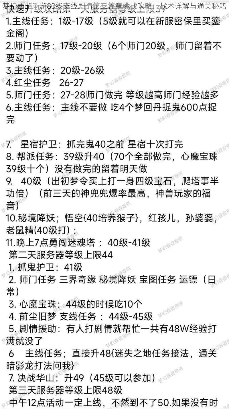 梦幻西游手游80级支线剧情第二篇章挑战攻略：战术详解与通关秘籍