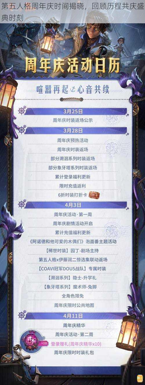 第五人格周年庆时间揭晓，回顾历程共庆盛典时刻