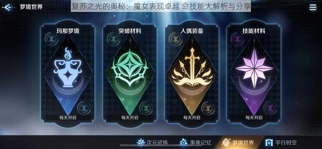 复苏之光的奥秘：魔女表现卓越 命技能大解析与分享