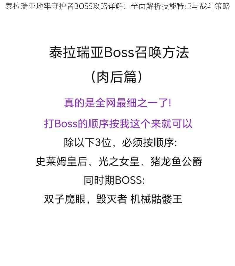 泰拉瑞亚地牢守护者BOSS攻略详解：全面解析技能特点与战斗策略