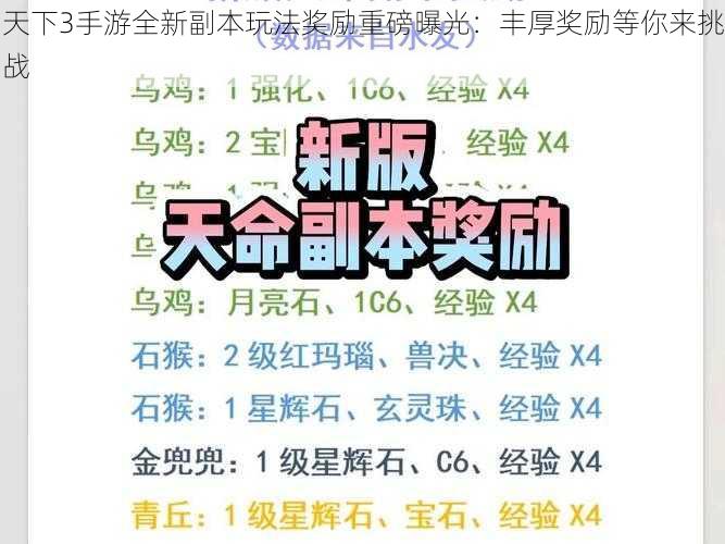 天下3手游全新副本玩法奖励重磅曝光：丰厚奖励等你来挑战